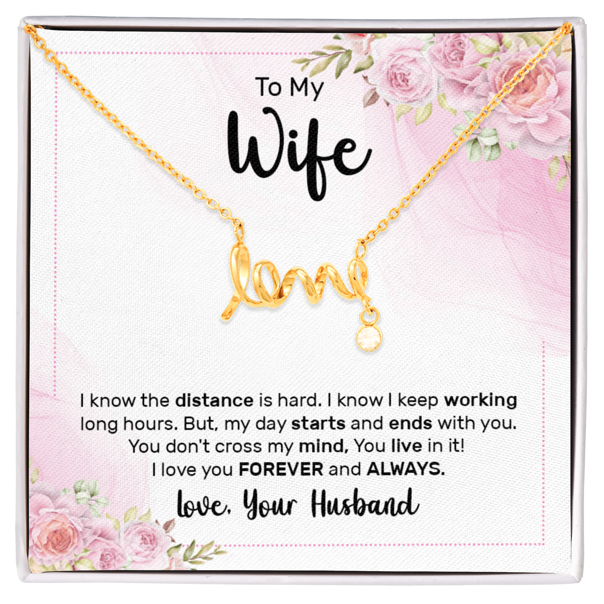 To My Wife Forever and Always Scripted Love Necklace