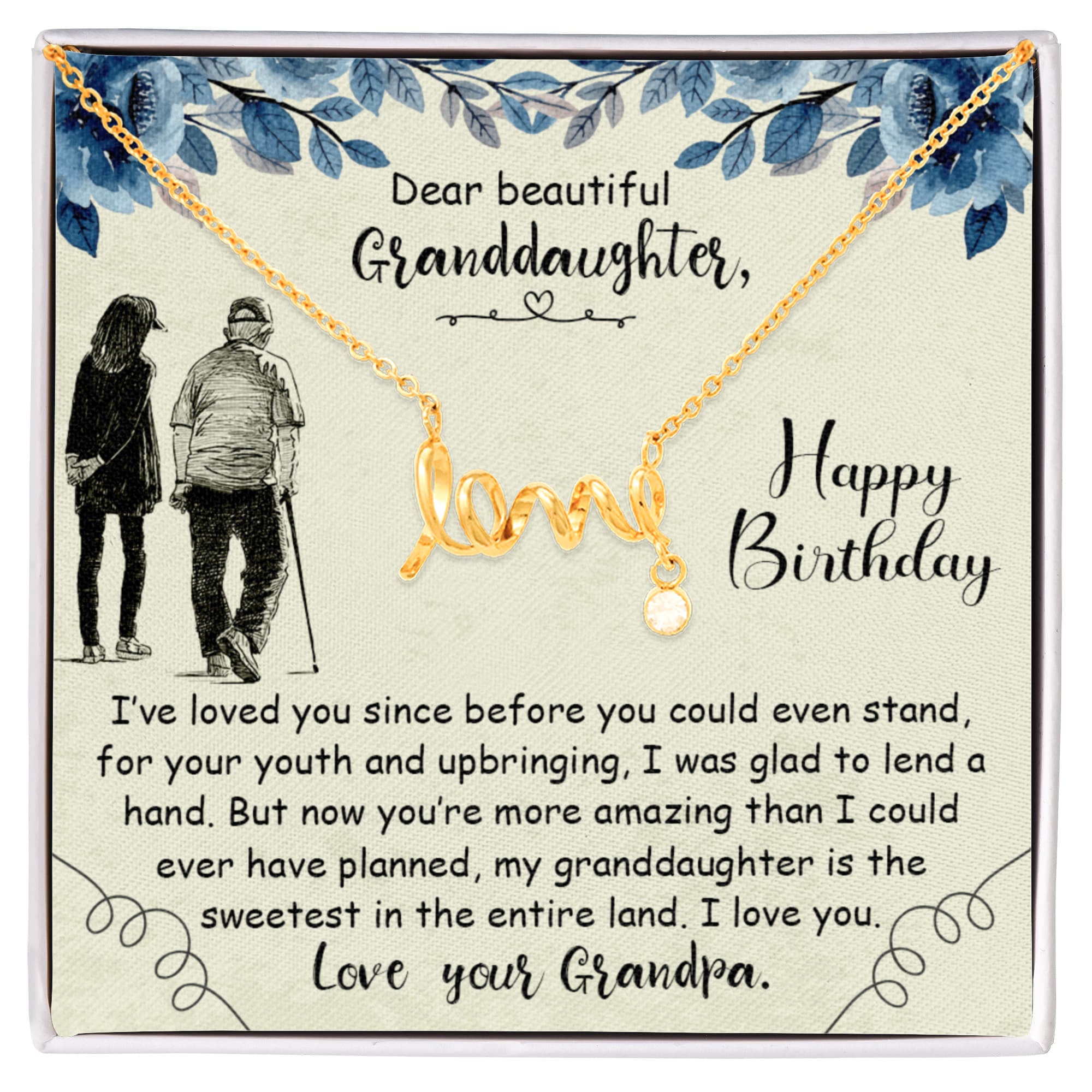 Dear Beautiful Granddaughter - Scripted Love Necklace