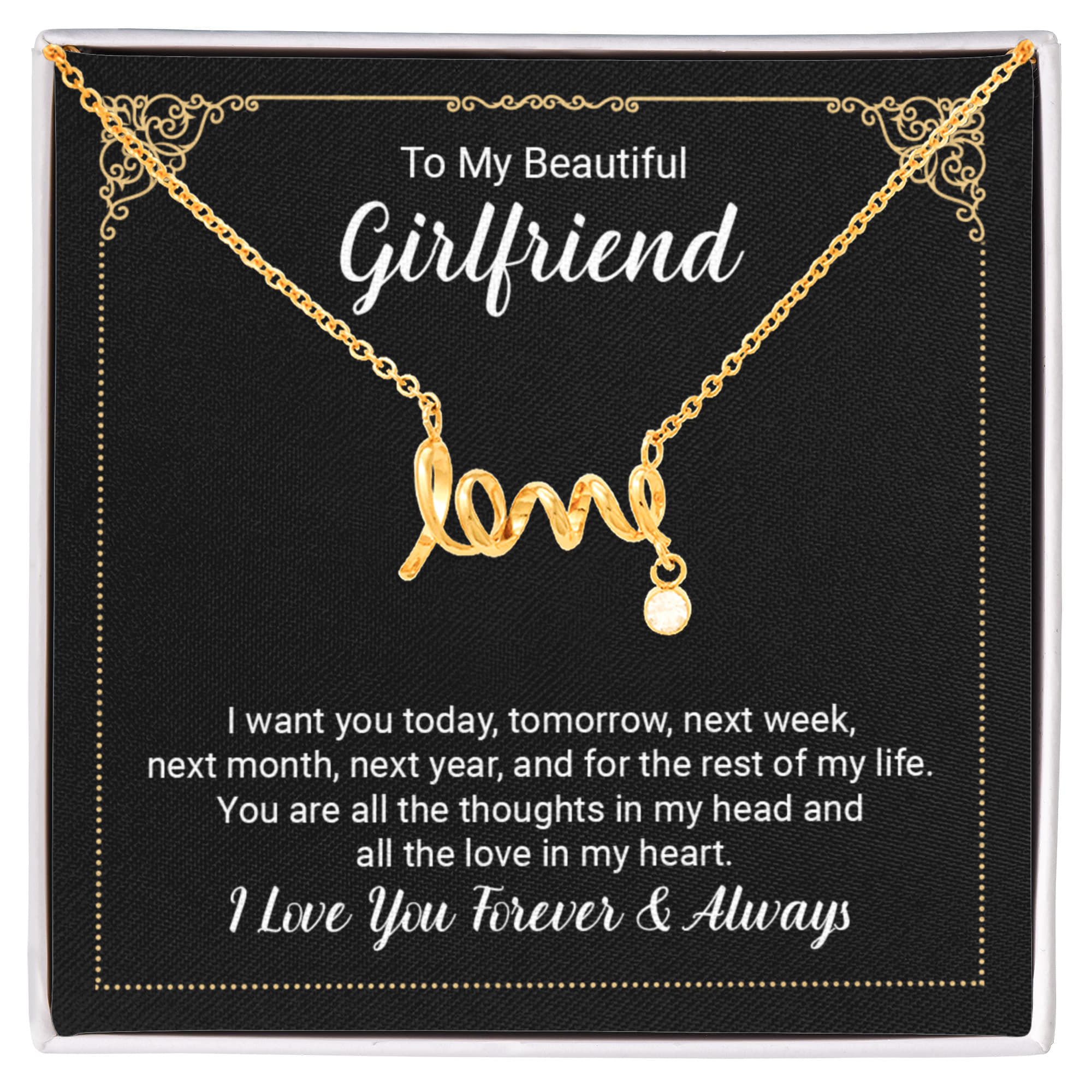 To My Beautiful Girlfriend - Scripted Love Necklace