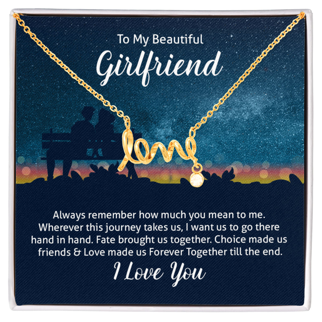 To My Beautiful Girlfriend Forever Together Scripted Love Necklace