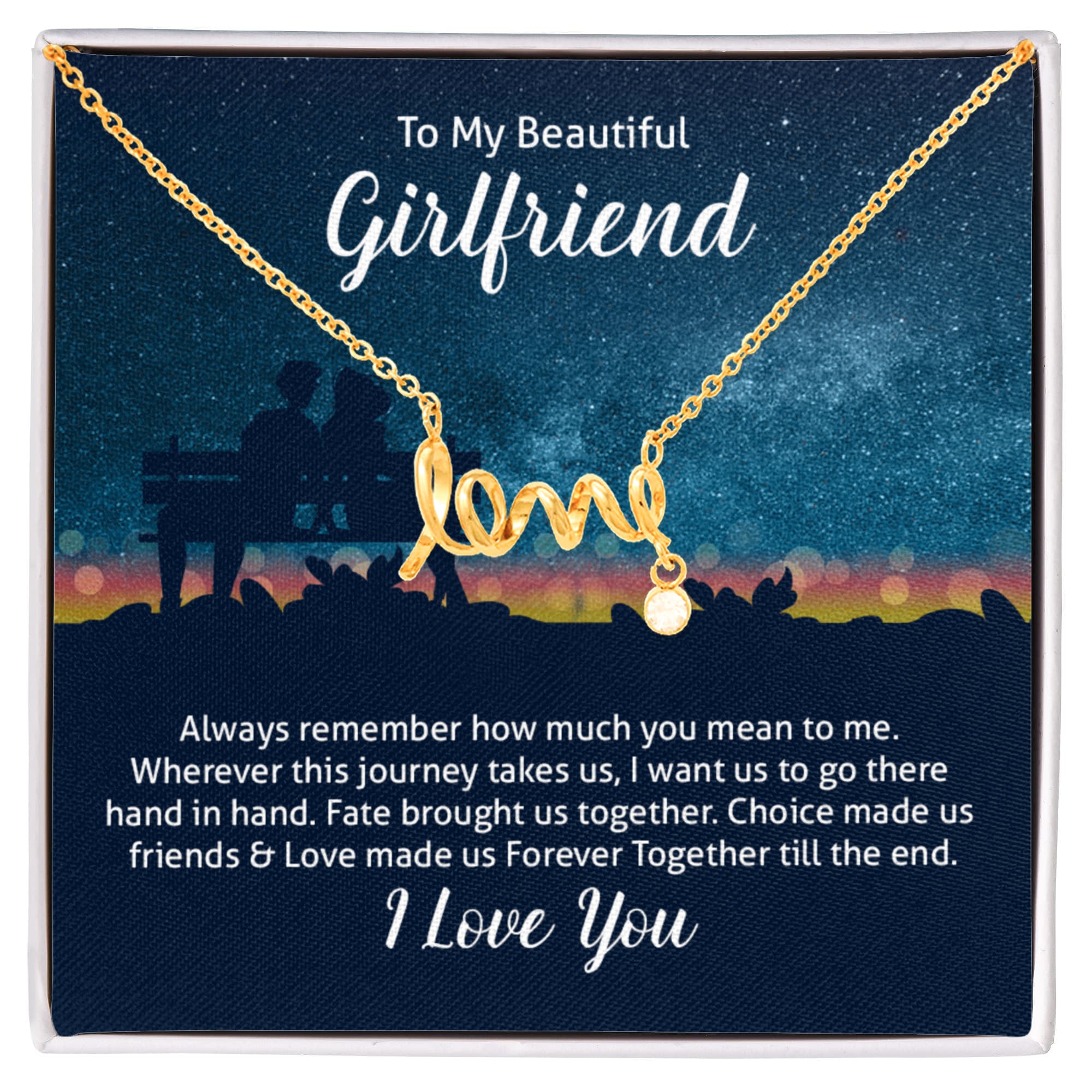 To My Beautiful Girlfriend Forever Together Scripted Love Necklace