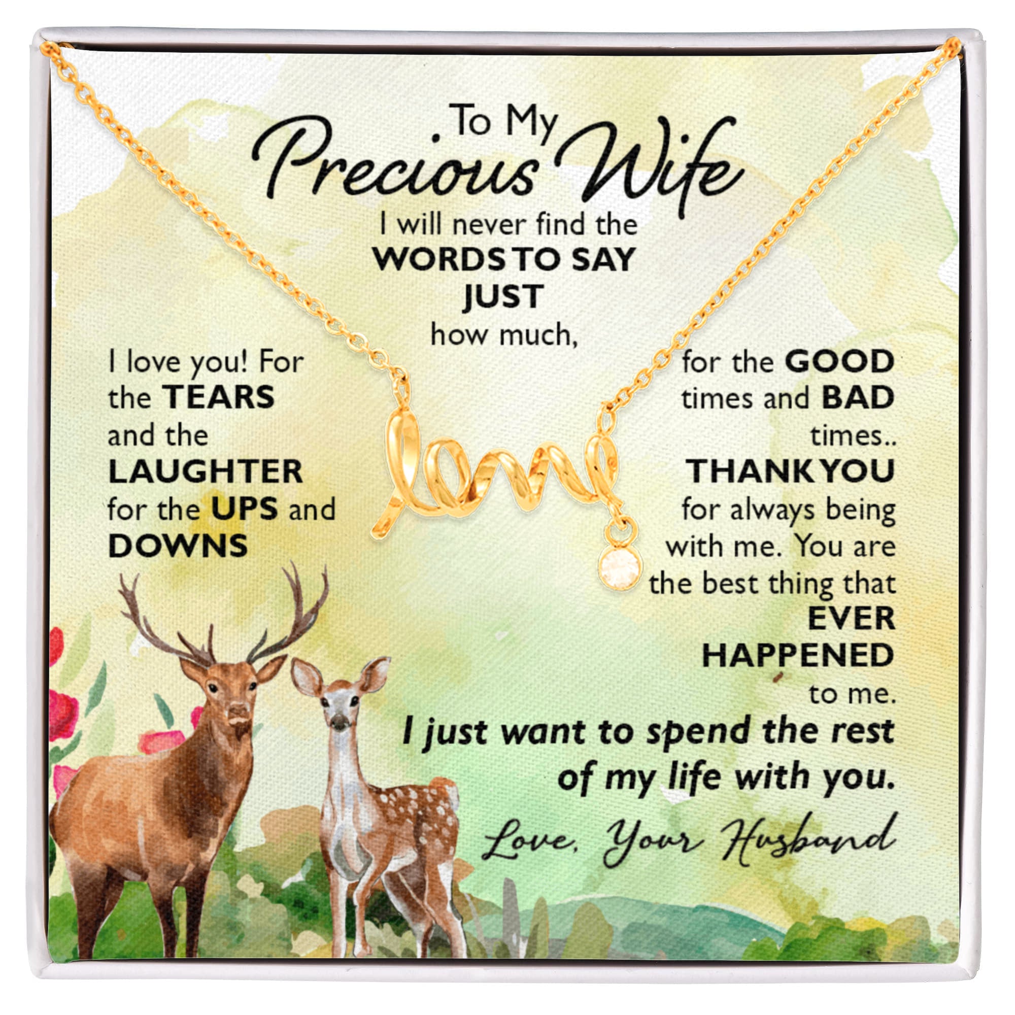 To My Precious Wife Rest of My Life Scripted Love Necklace
