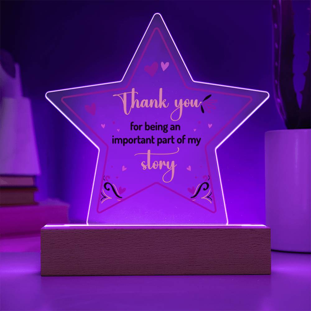 Acrylic Star Plaque Keepsake Gift