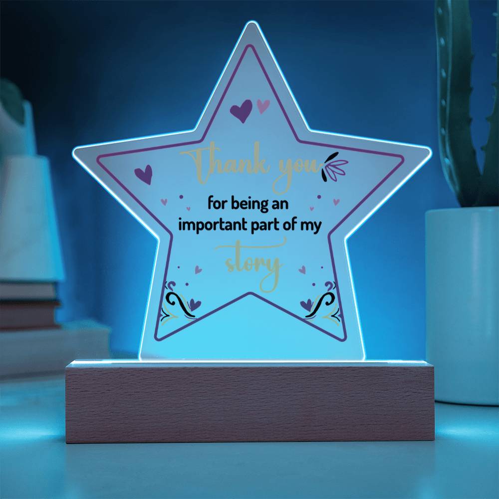 Acrylic Star Plaque Keepsake Gift