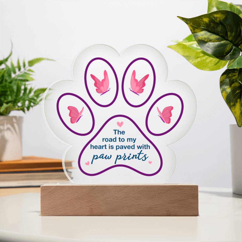 Acrylic Paw Print Plaque Keepsake Gift