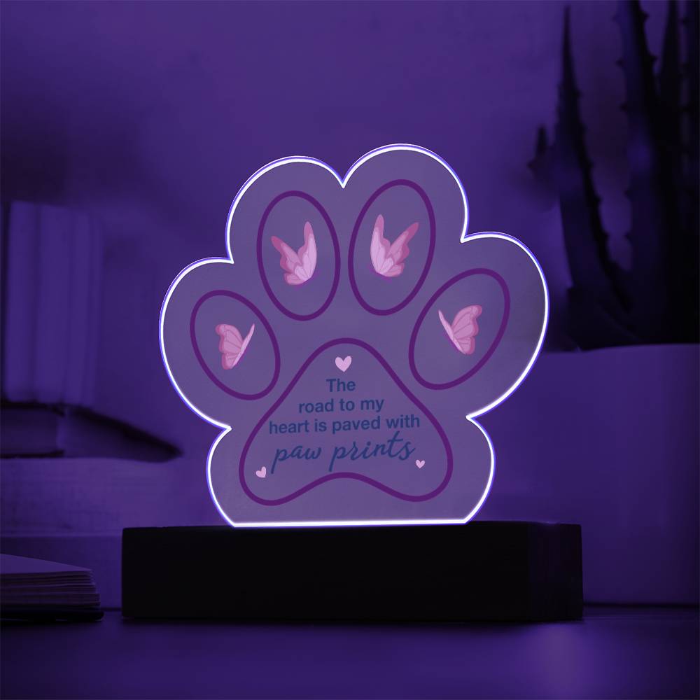 Acrylic Paw Print Plaque Keepsake Gift