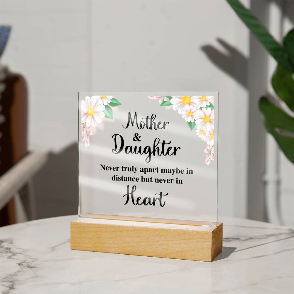Mother and Daughter Never Truly Apart Floral Acrylic Square Plaque
