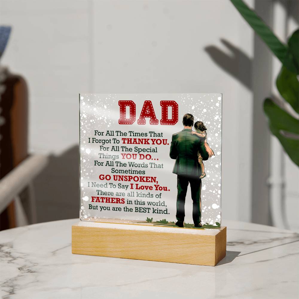 Dad Thank You for All You Do Acrylic Square Plaque