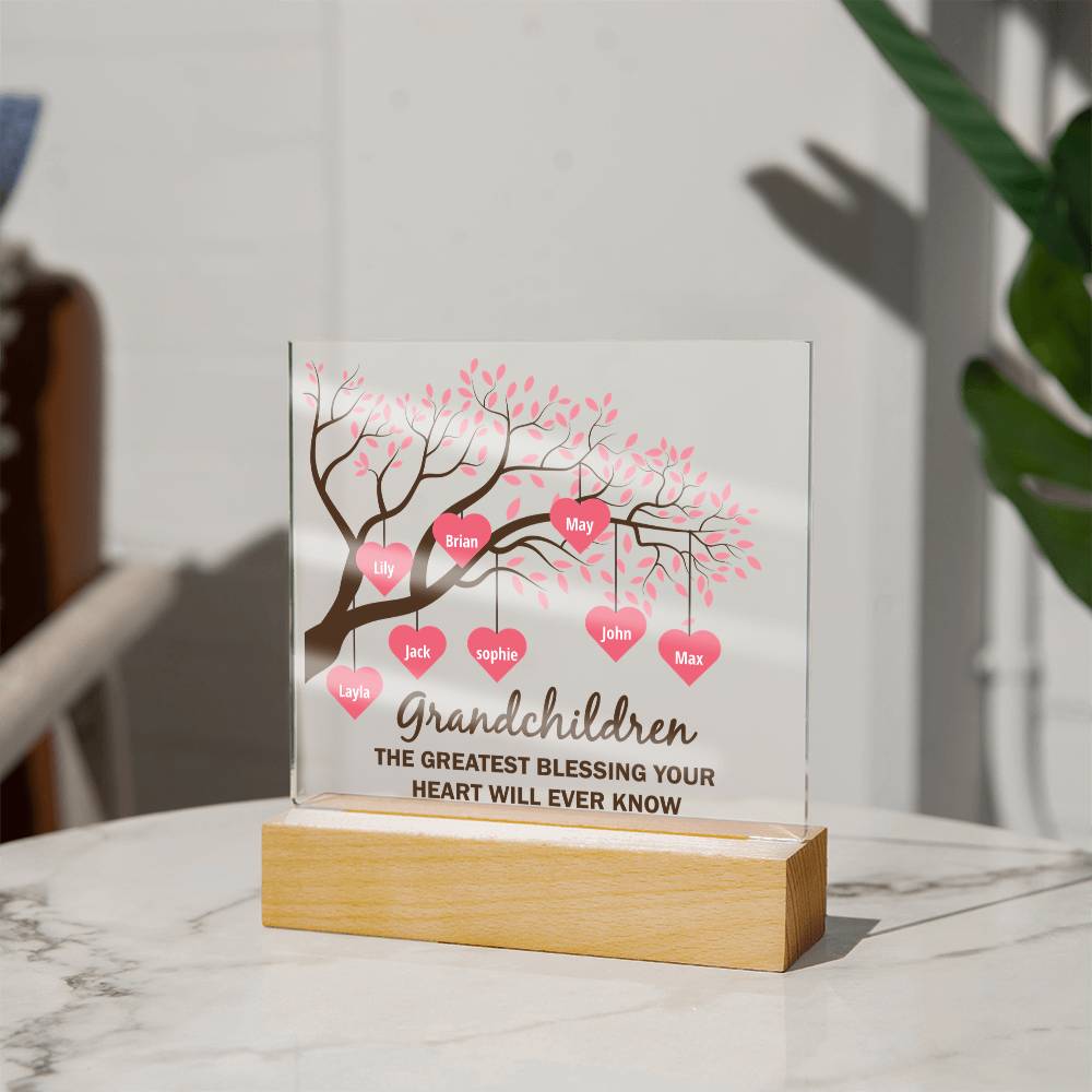 Grandchildren Greatest Blessing Personalised Acrylic Square Plaque