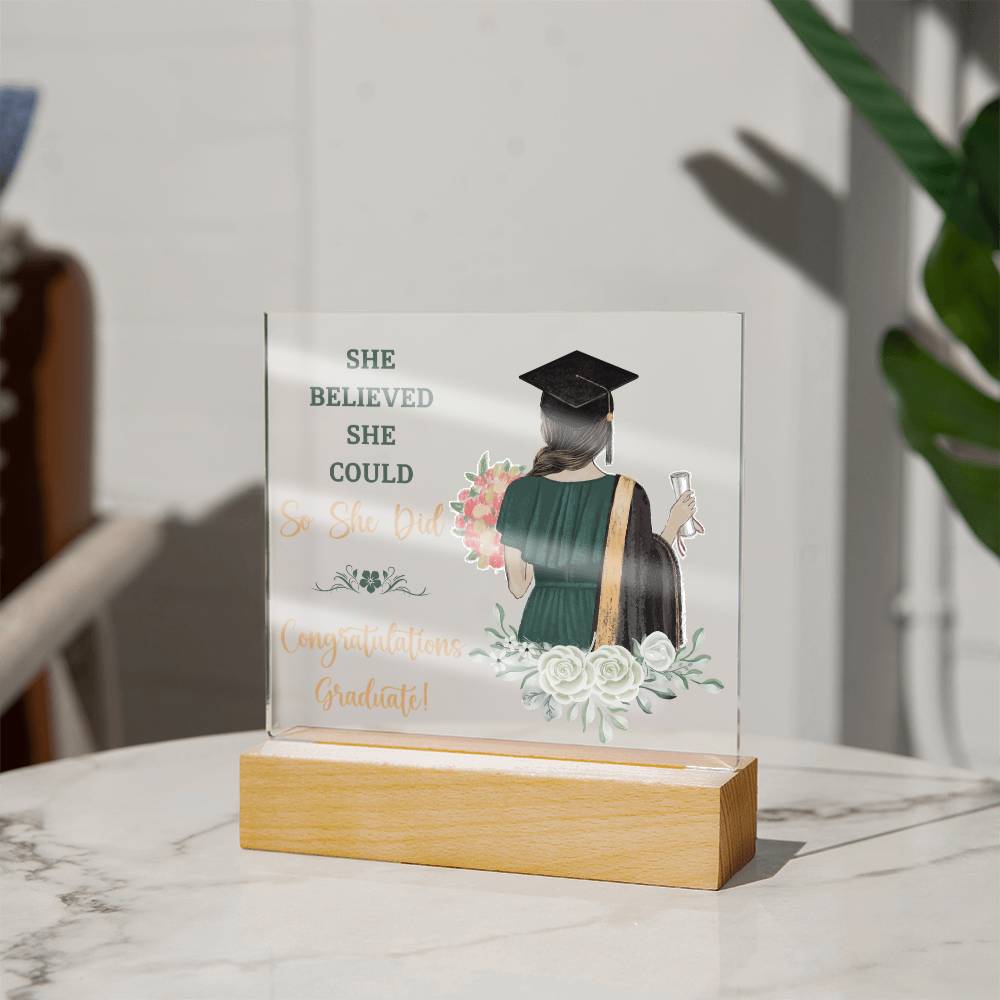 She Believed She Could Graduation Acrylic Square Plaque