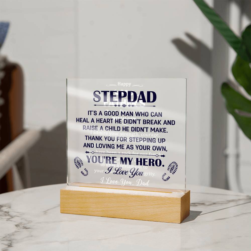 Stepdad You're My Hero Acrylic Square Plaque