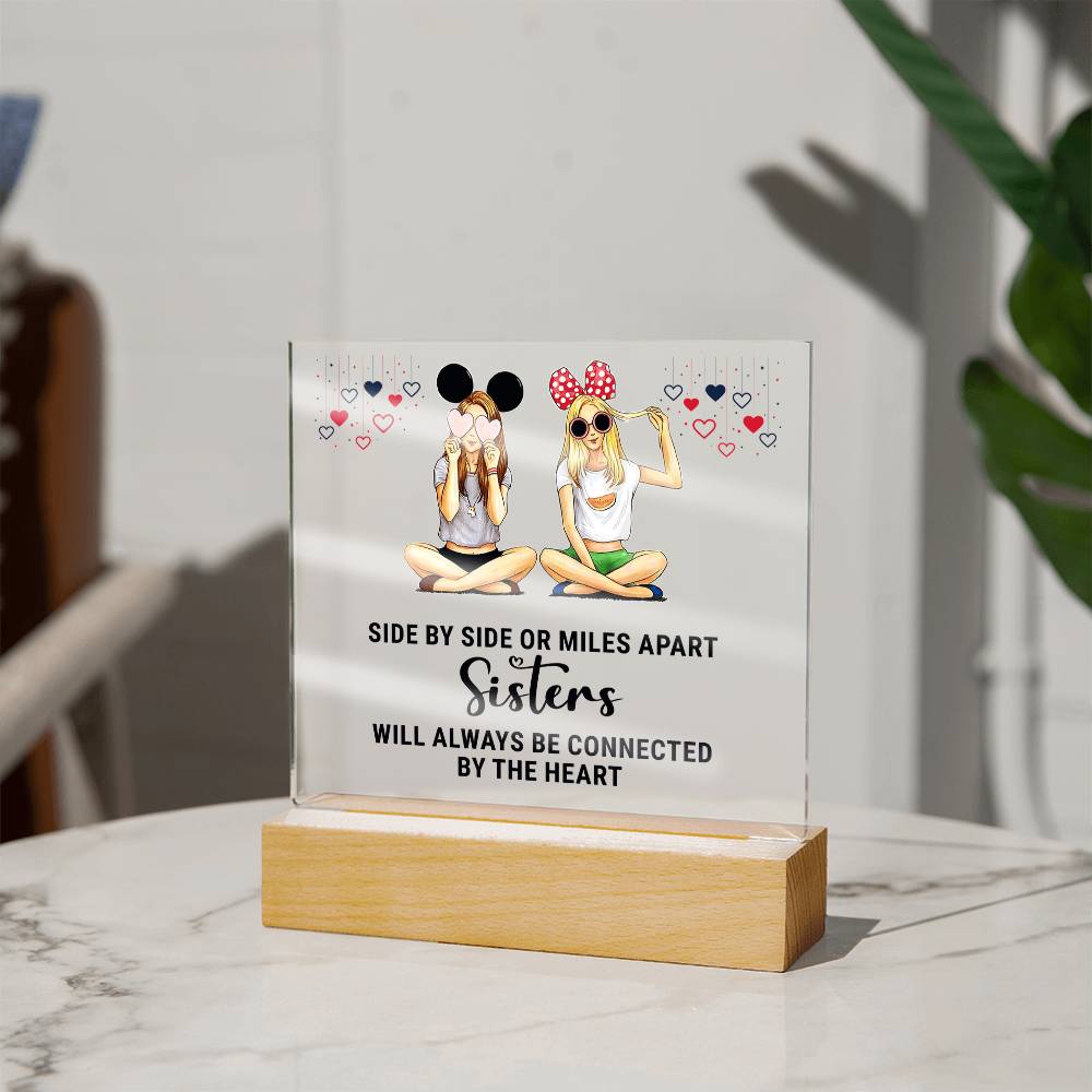 Sisters Side by Side or Miles Apart Acrylic Square Plaque