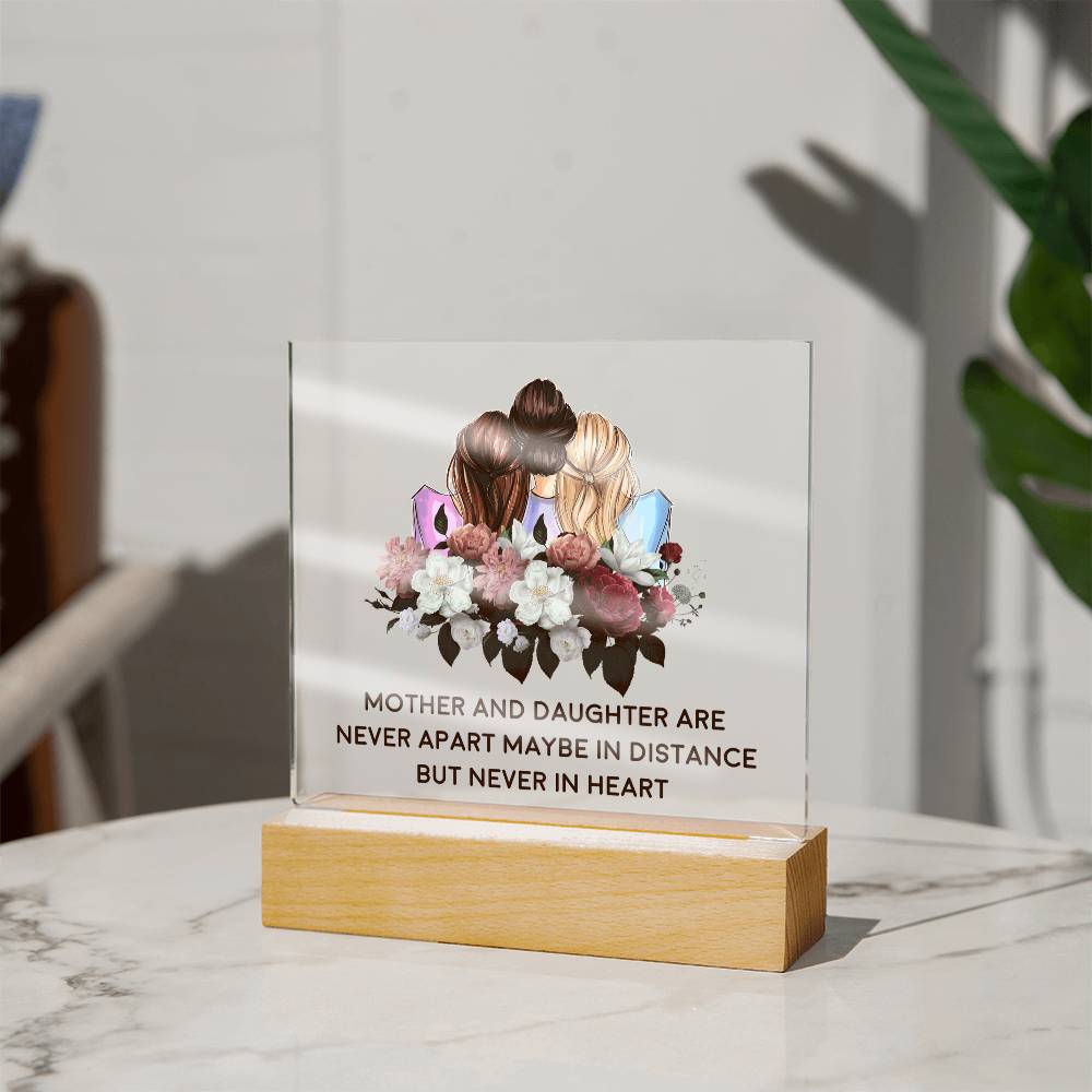 Mother and Daughter Never Apart Floral Acrylic Square Plaque