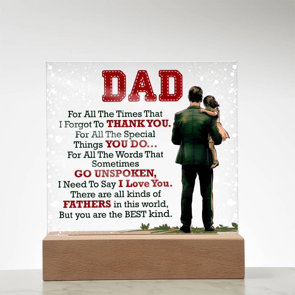 Dad Thank You for All You Do Acrylic Square Plaque