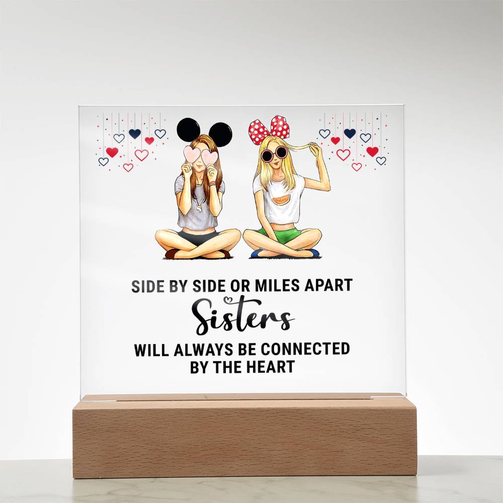 Sisters Side by Side or Miles Apart Acrylic Square Plaque