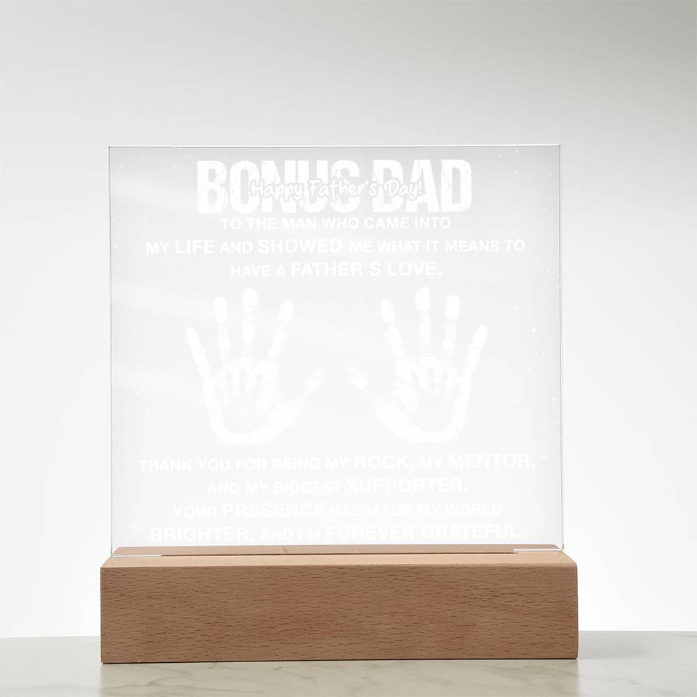 Bonus Dad My Rock and Mentor Father's Day Acrylic Square Plaque