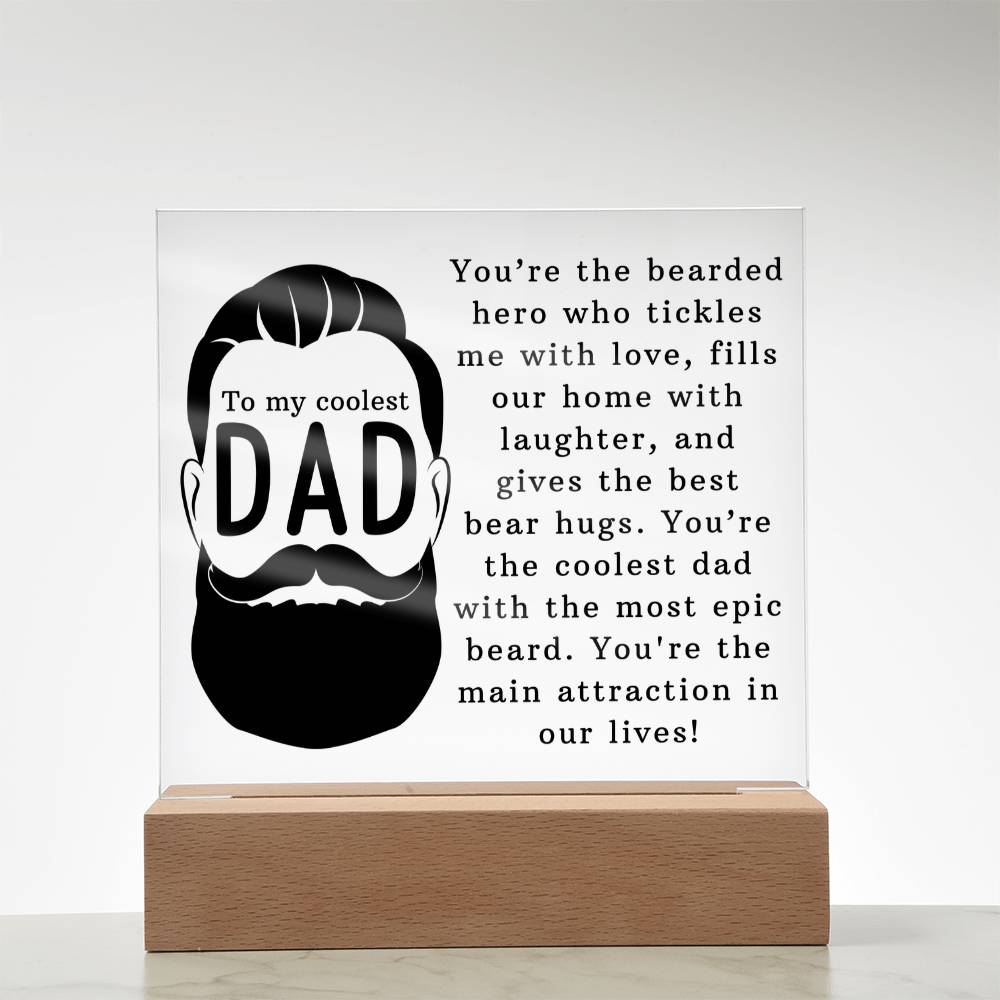 Coolest Bearded Dad Ever Acrylic Square Plaque