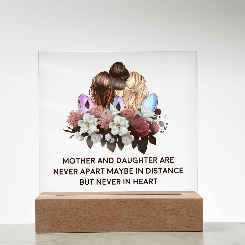 Mother and Daughter Never Apart Floral Acrylic Square Plaque