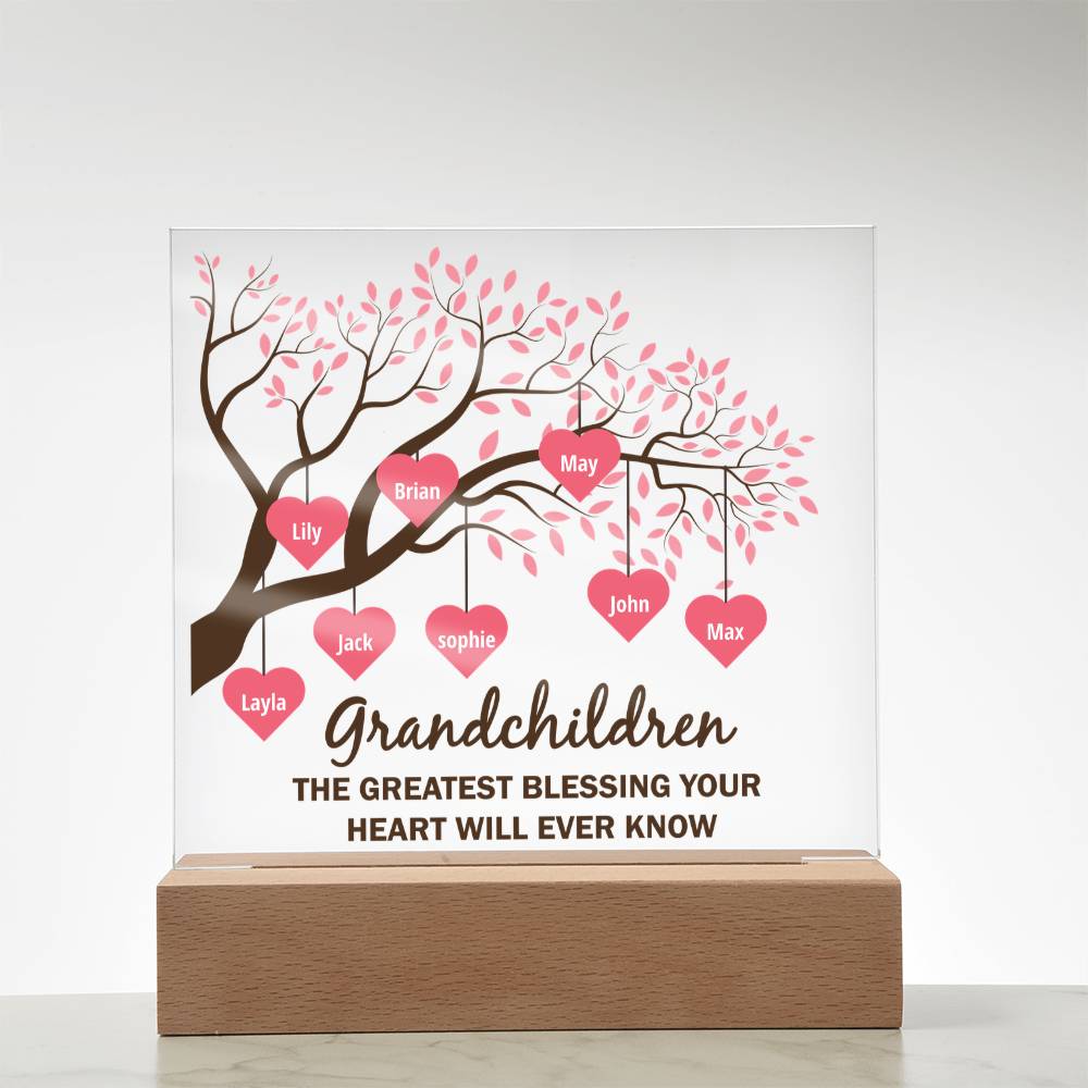 Grandchildren Greatest Blessing Personalised Acrylic Square Plaque