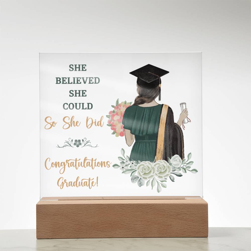 She Believed She Could Graduation Acrylic Square Plaque