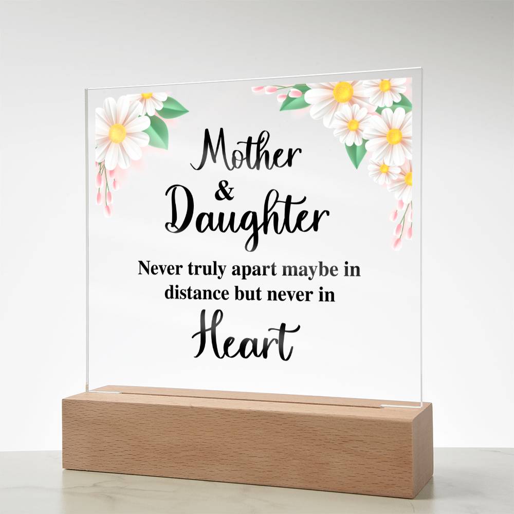 Mother and Daughter Never Truly Apart Floral Acrylic Square Plaque