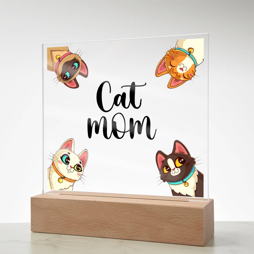 Cat Mum Acrylic Square Plaque