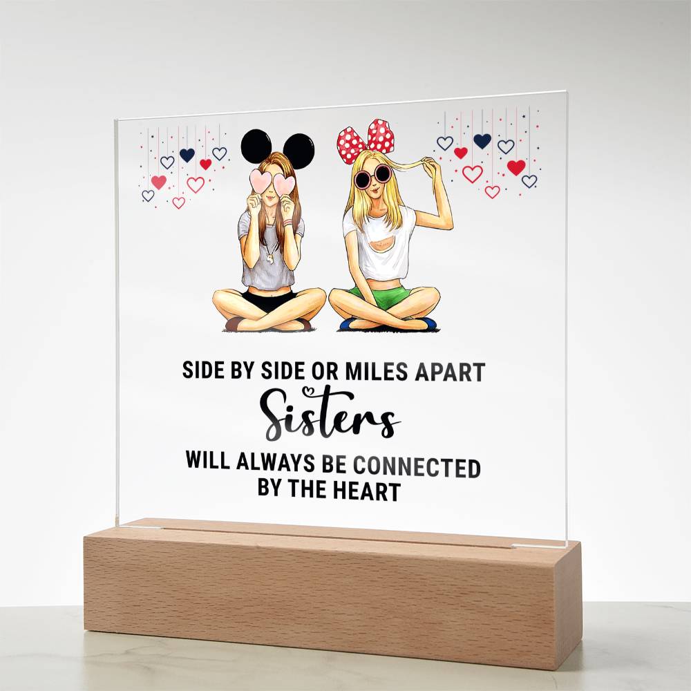 Sisters Side by Side or Miles Apart Acrylic Square Plaque