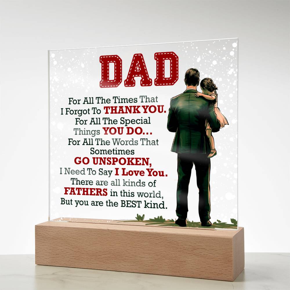Dad Thank You for All You Do Acrylic Square Plaque