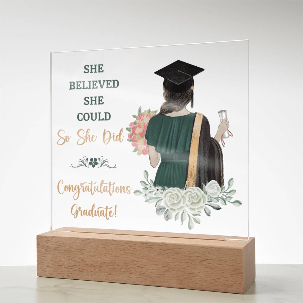 She Believed She Could Graduation Acrylic Square Plaque