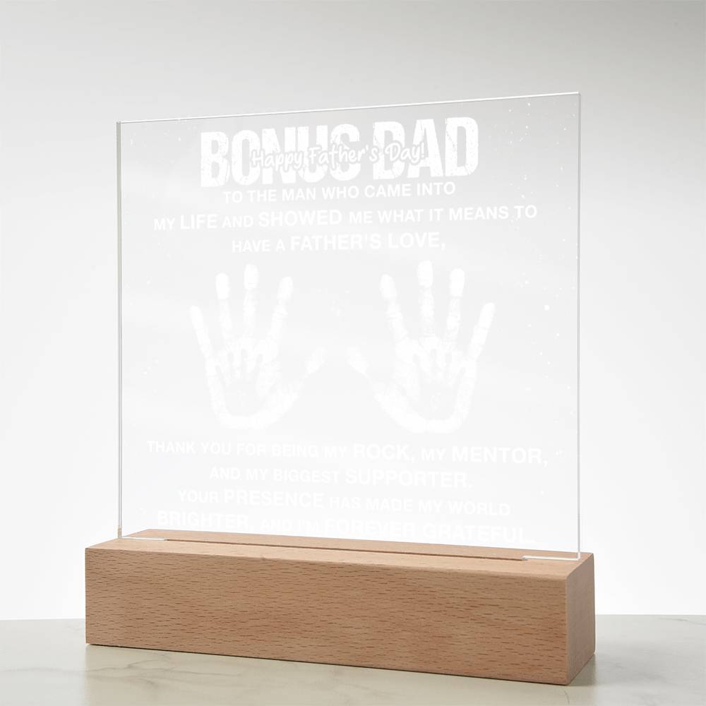 Bonus Dad My Rock and Mentor Father's Day Acrylic Square Plaque