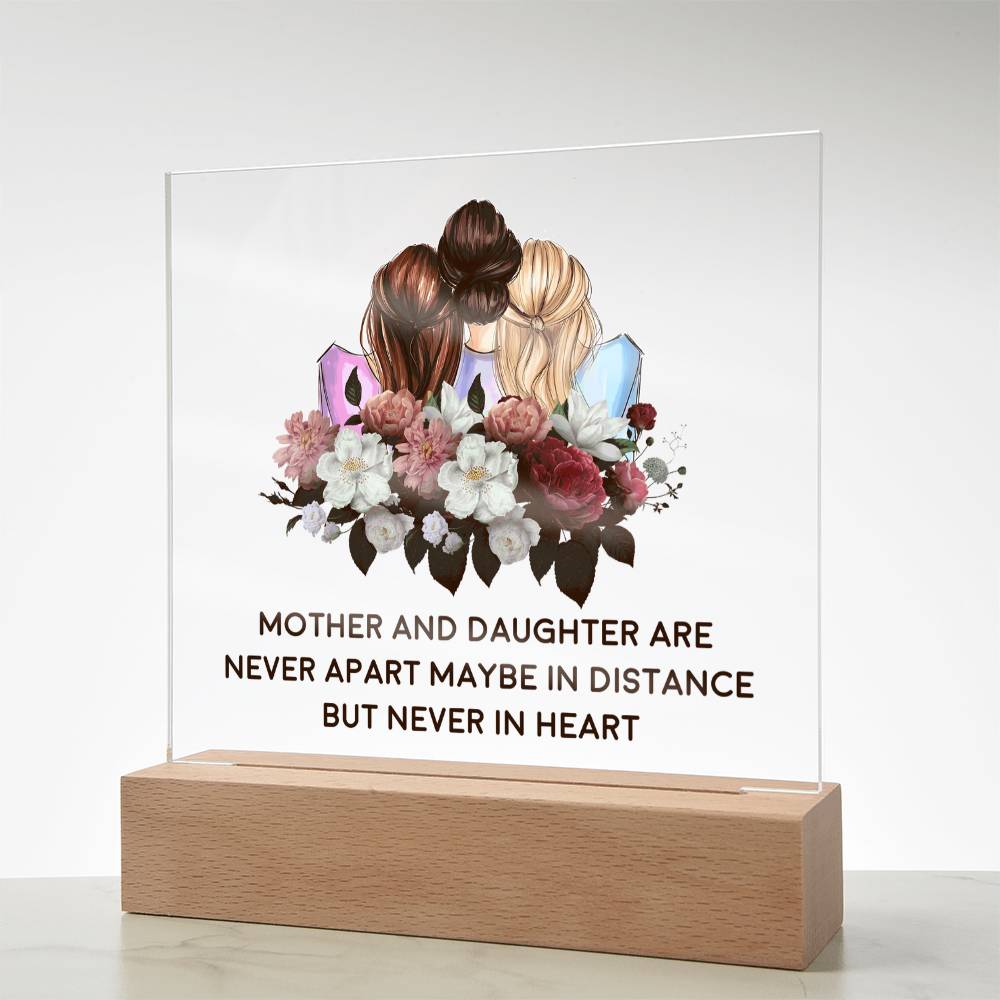 Mother and Daughter Never Apart Floral Acrylic Square Plaque
