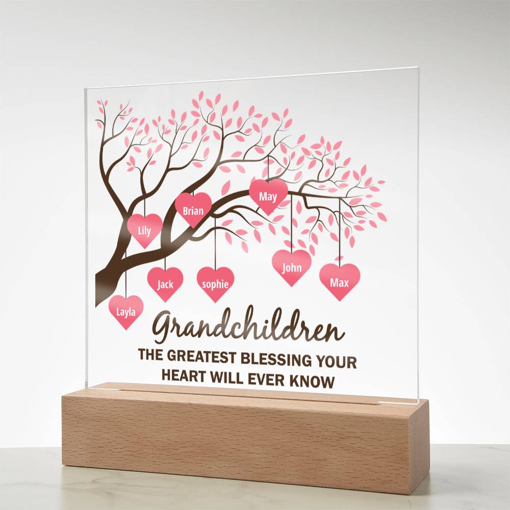 Grandchildren Greatest Blessing Personalised Acrylic Square Plaque