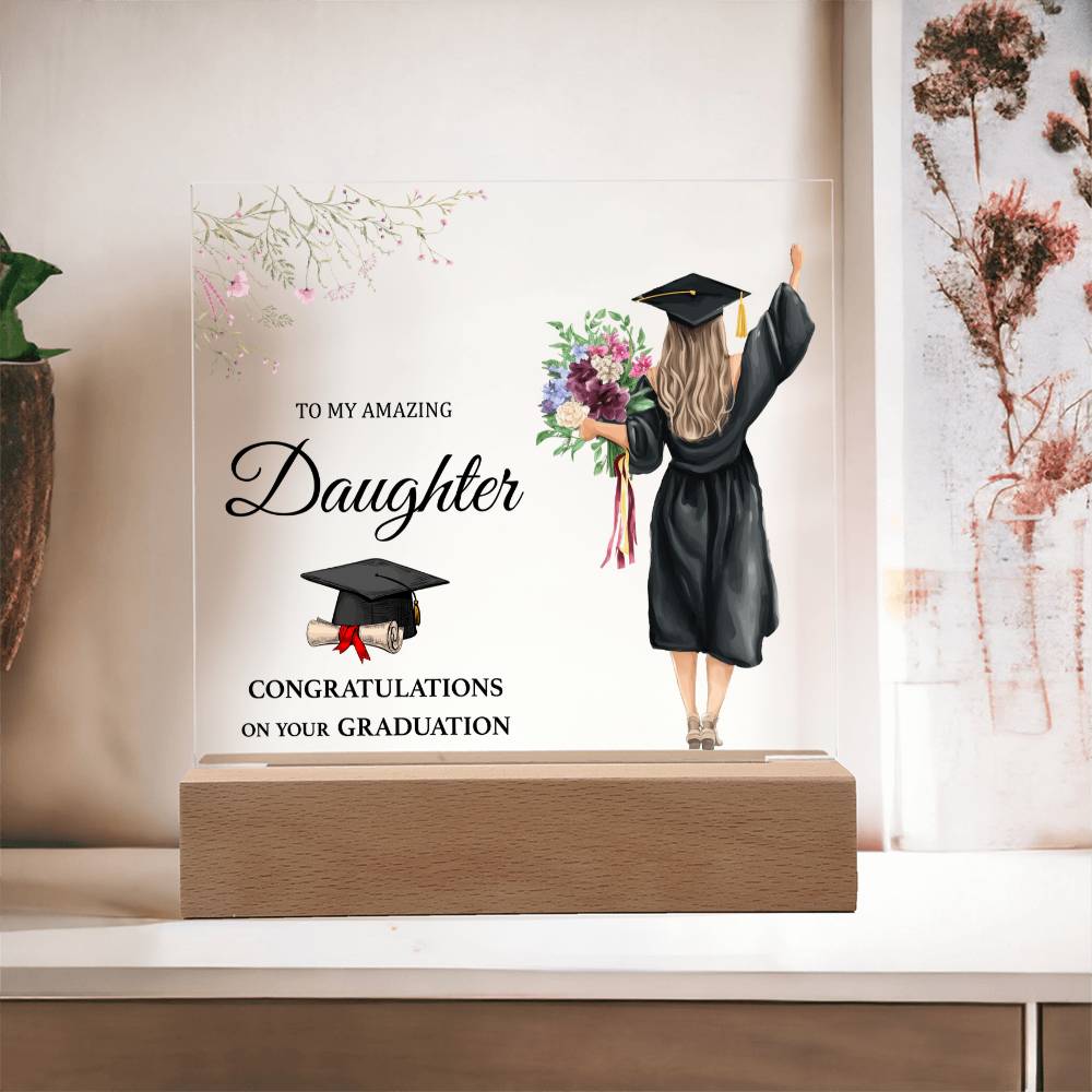 Amazing Daughter Congratulations on Your Graduation Acrylic Square Plaque