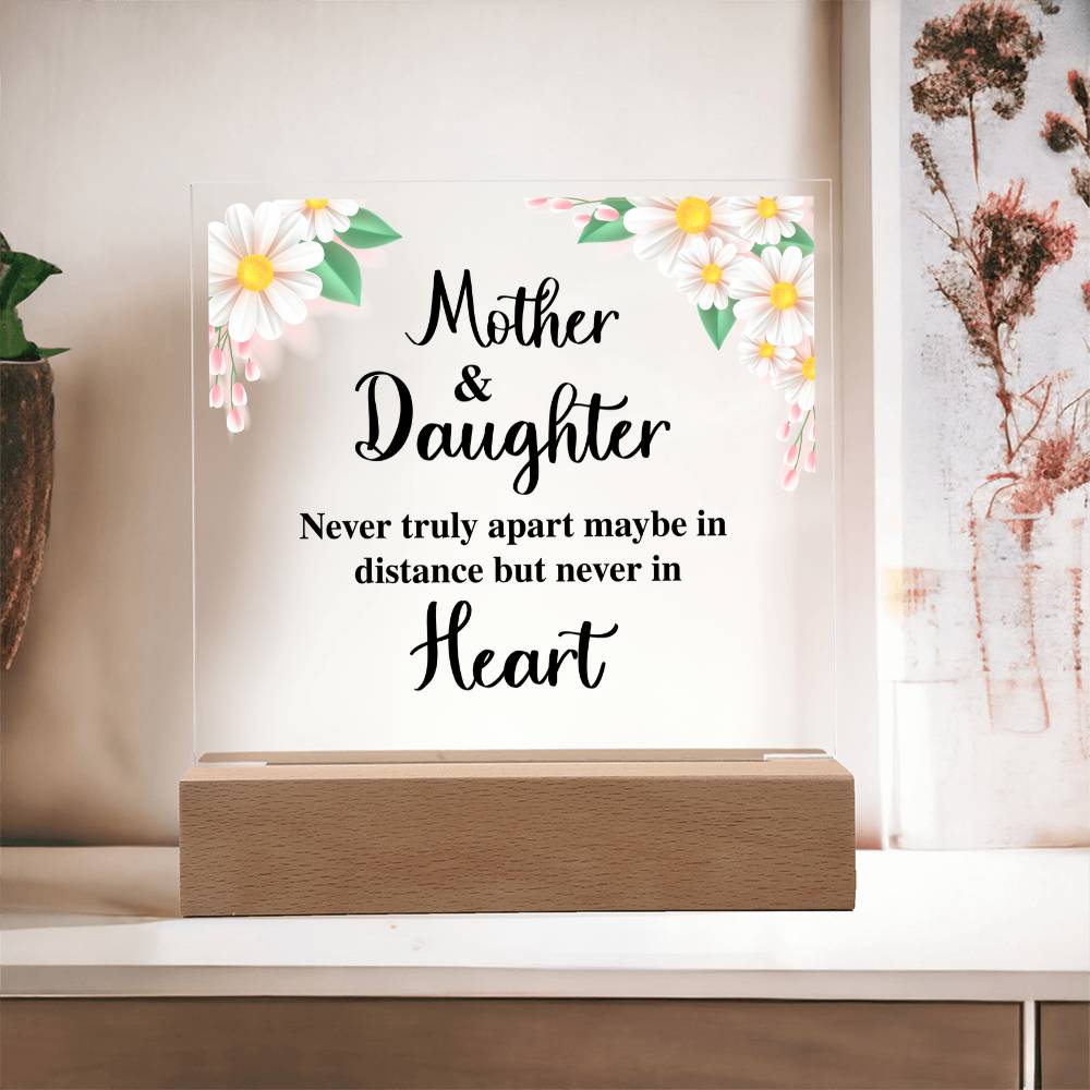 Mother and Daughter Never Truly Apart Floral Acrylic Square Plaque
