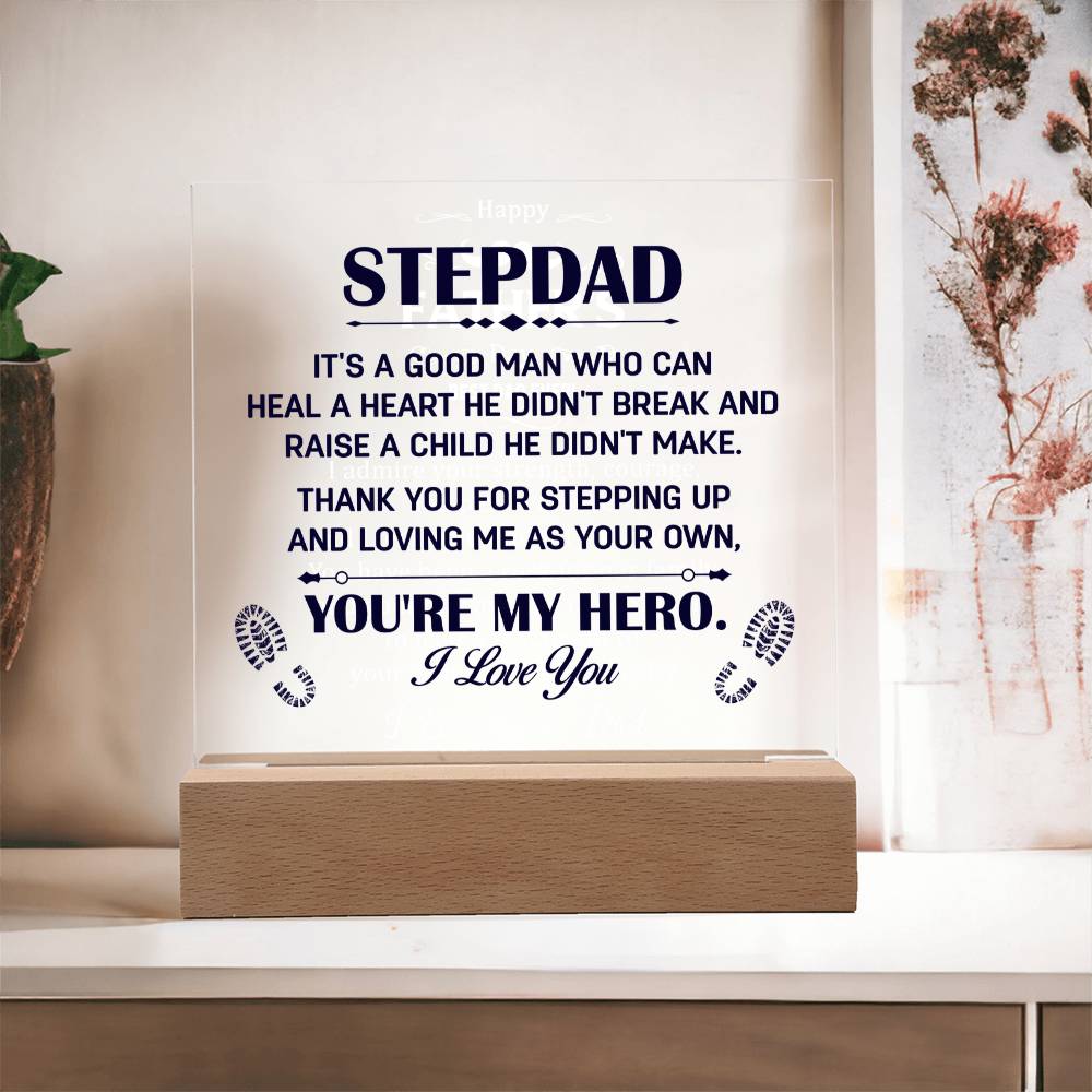 Stepdad You're My Hero Acrylic Square Plaque