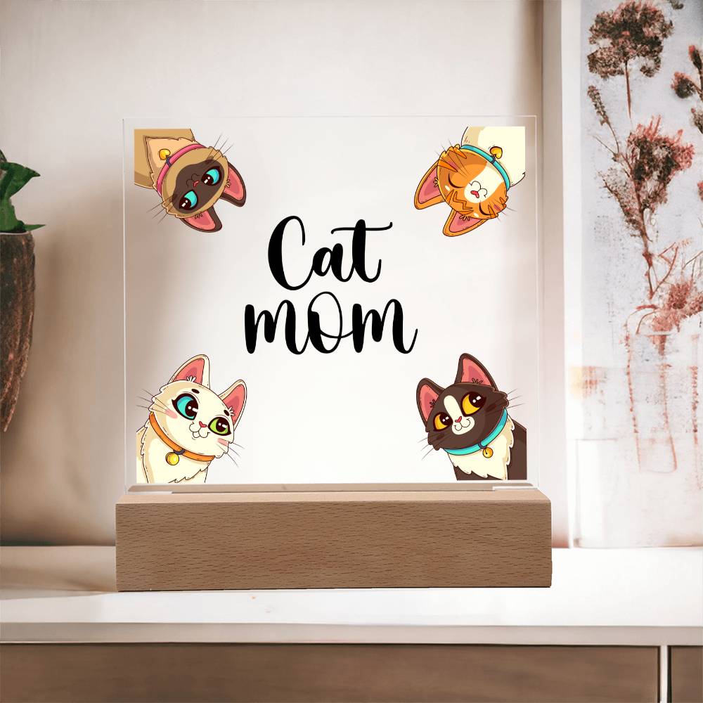 Cat Mum Acrylic Square Plaque