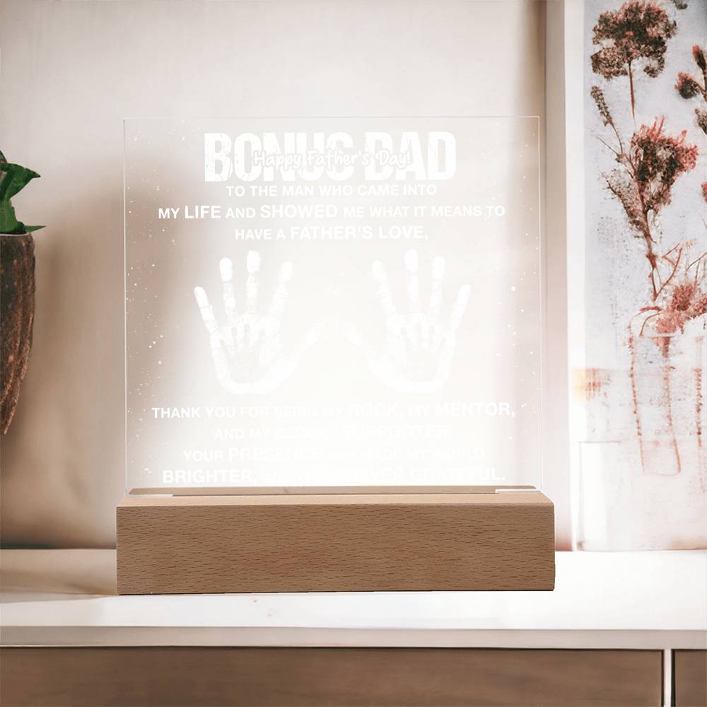 Bonus Dad My Rock and Mentor Father's Day Acrylic Square Plaque