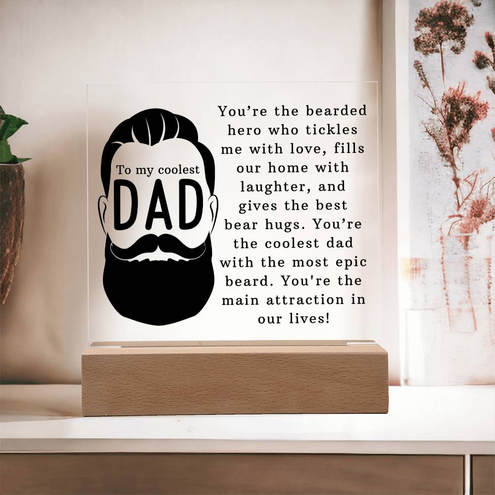 Coolest Bearded Dad Ever Acrylic Square Plaque