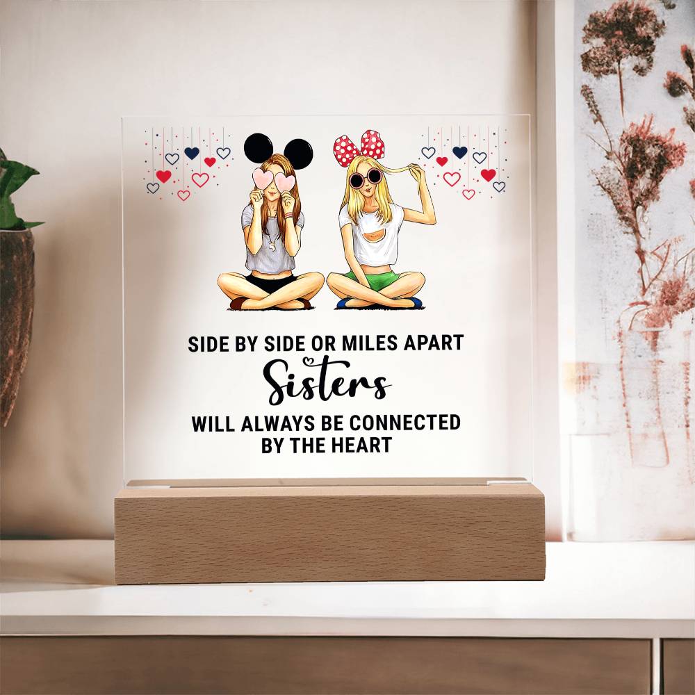 Sisters Side by Side or Miles Apart Acrylic Square Plaque