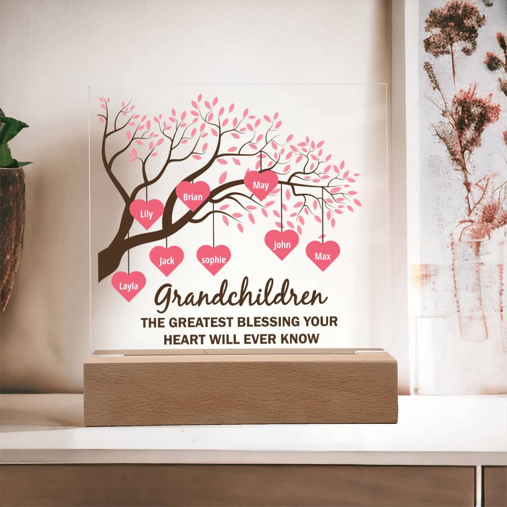 Grandchildren Greatest Blessing Personalised Acrylic Square Plaque