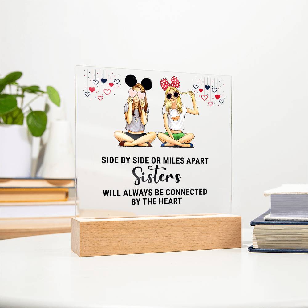 Sisters Side by Side or Miles Apart Acrylic Square Plaque