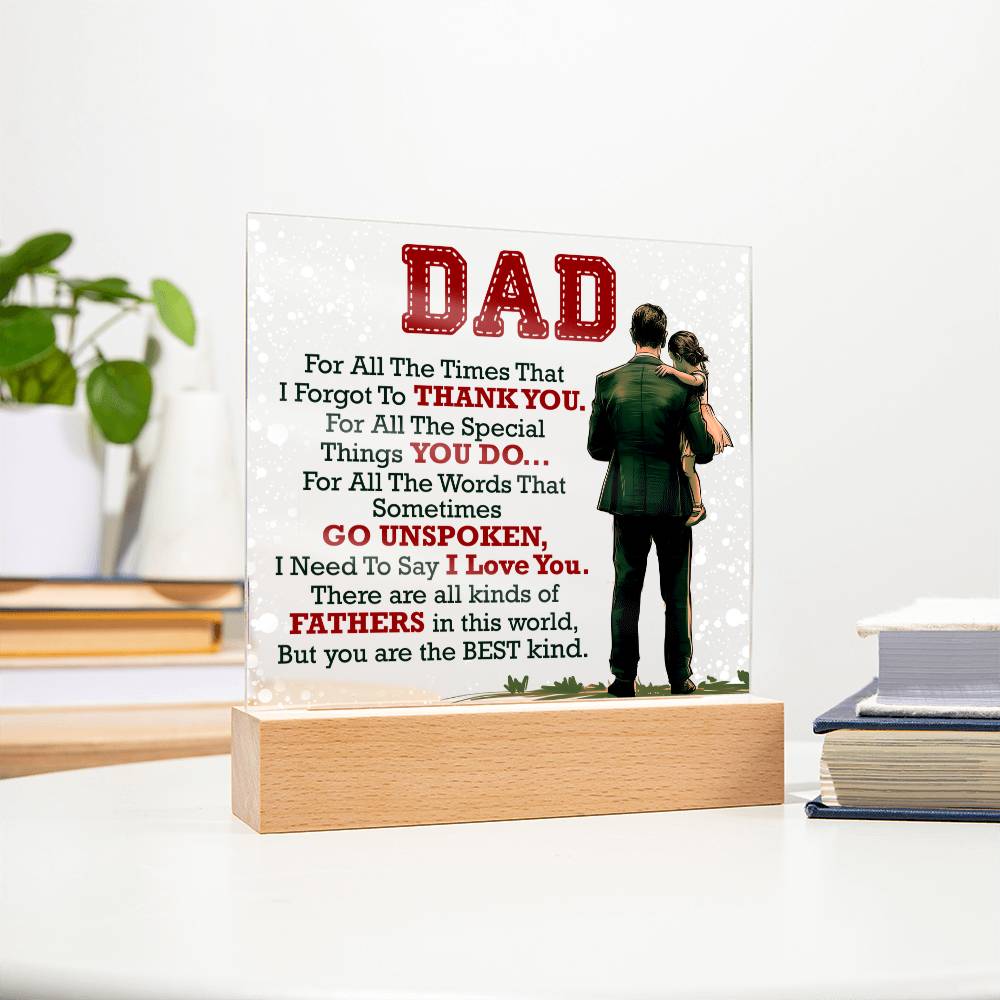 Dad Thank You for All You Do Acrylic Square Plaque