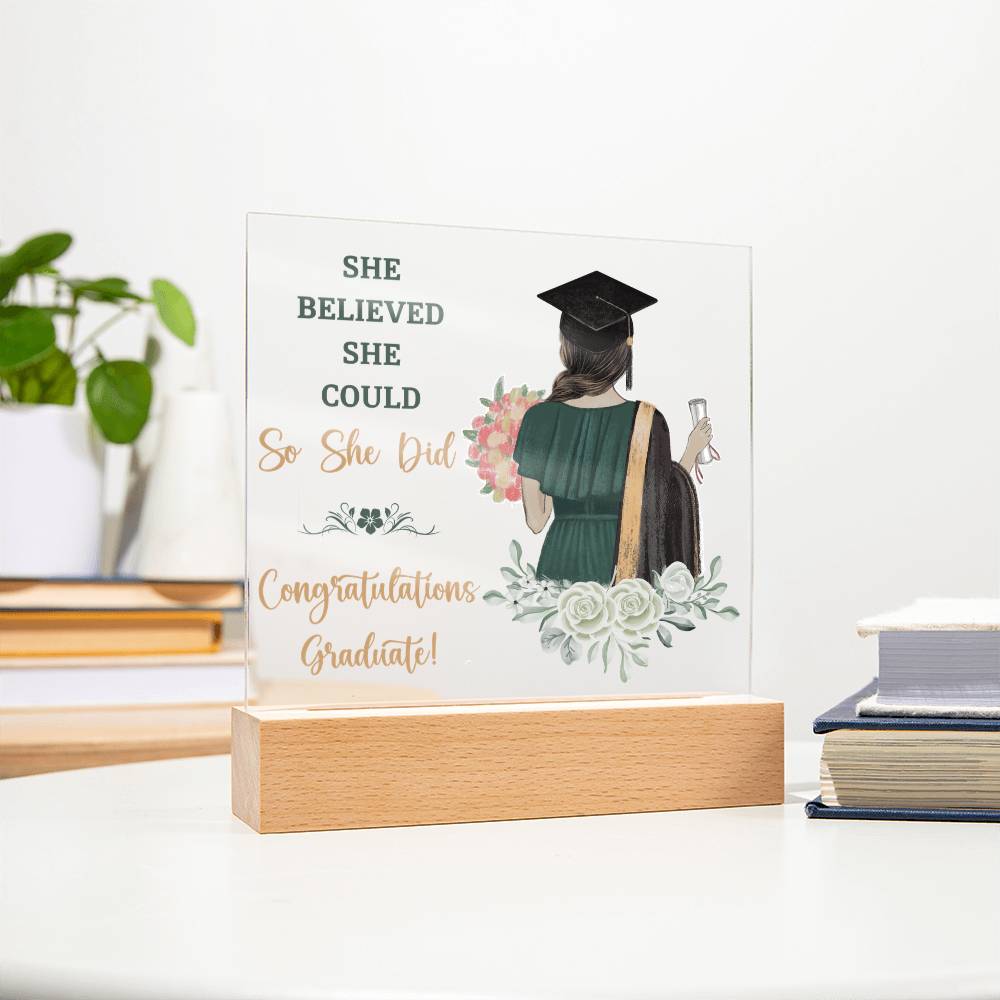 She Believed She Could Graduation Acrylic Square Plaque