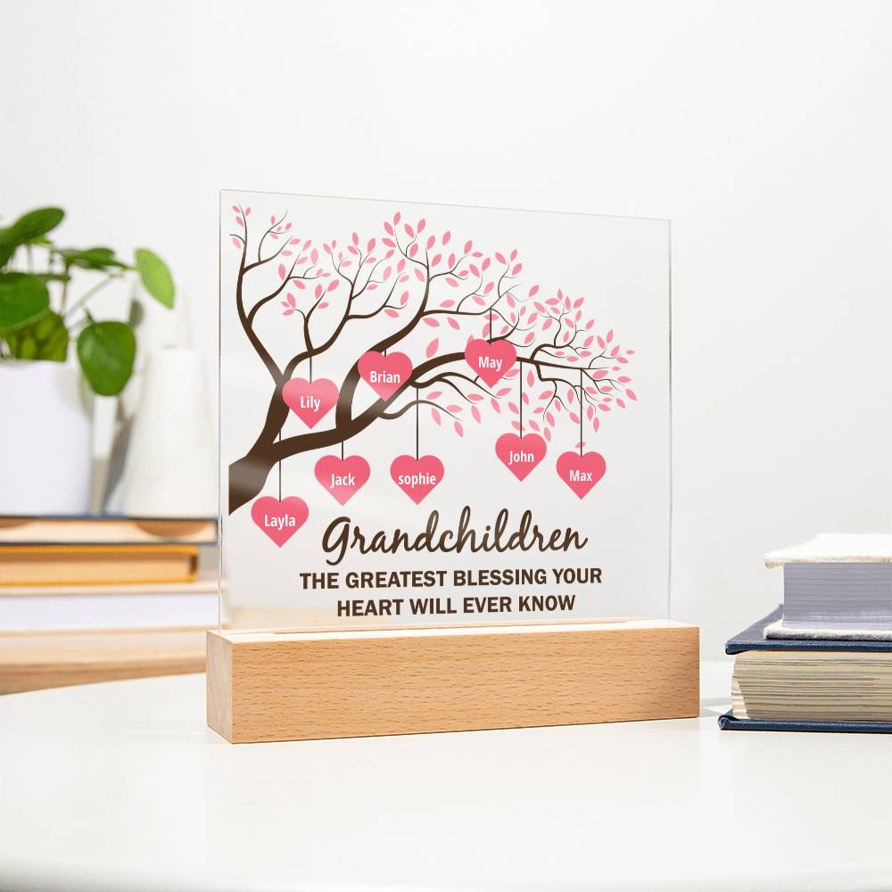 Grandchildren Greatest Blessing Personalised Acrylic Square Plaque