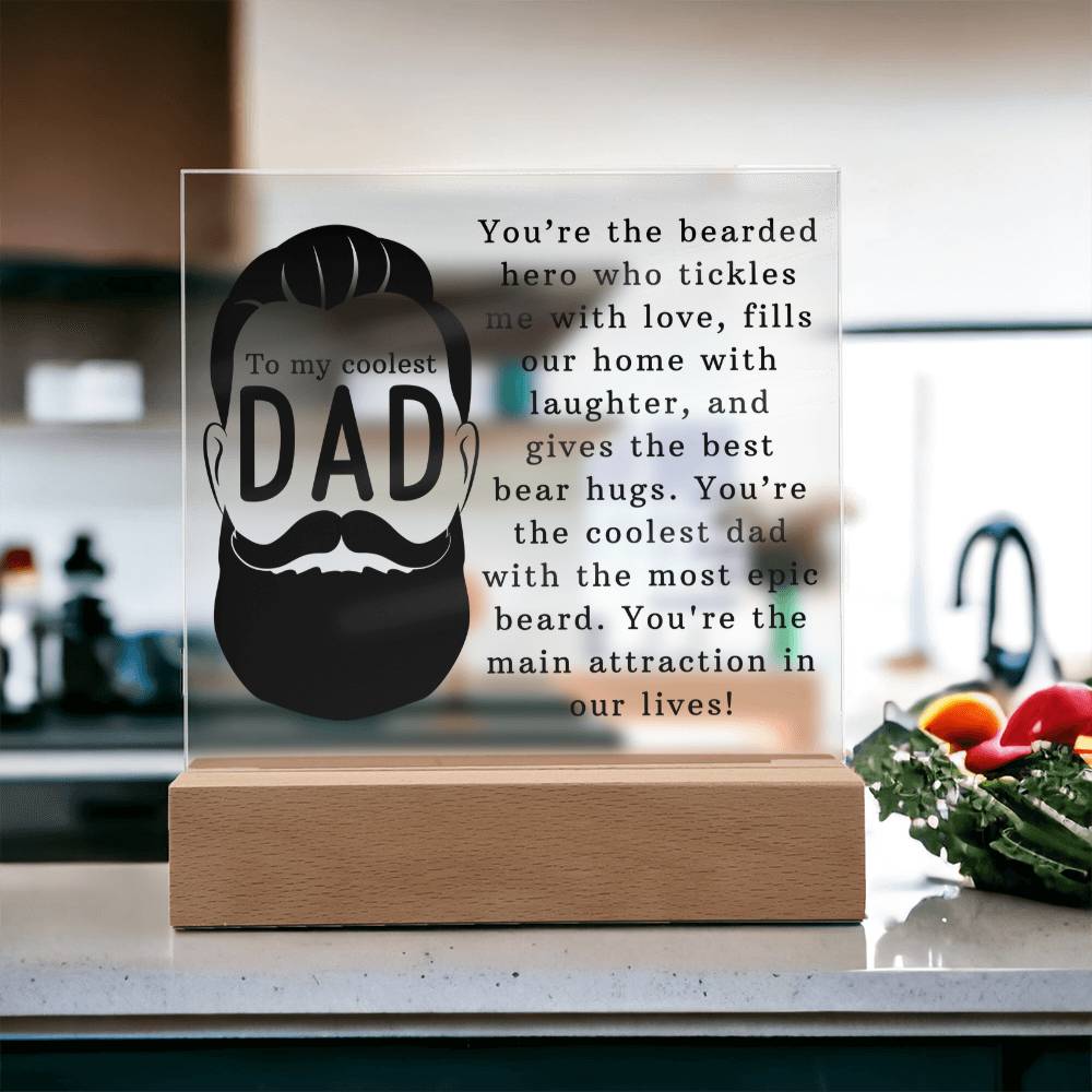 Coolest Bearded Dad Ever Acrylic Square Plaque