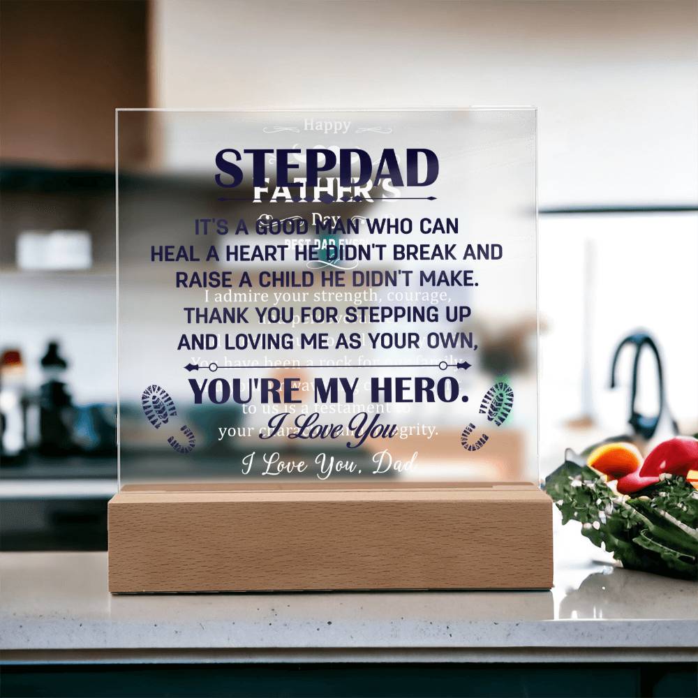 Stepdad You're My Hero Acrylic Square Plaque
