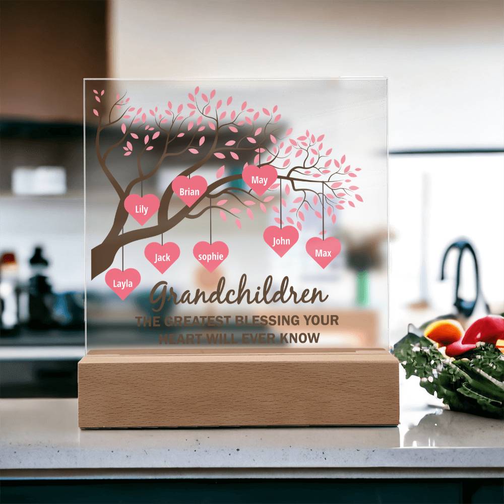 Grandchildren Greatest Blessing Personalised Acrylic Square Plaque