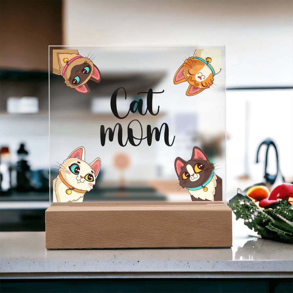 Cat Mum Acrylic Square Plaque