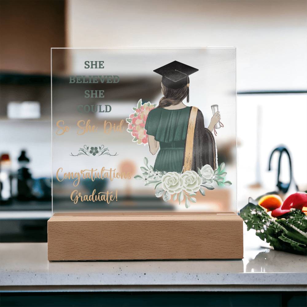 She Believed She Could Graduation Acrylic Square Plaque
