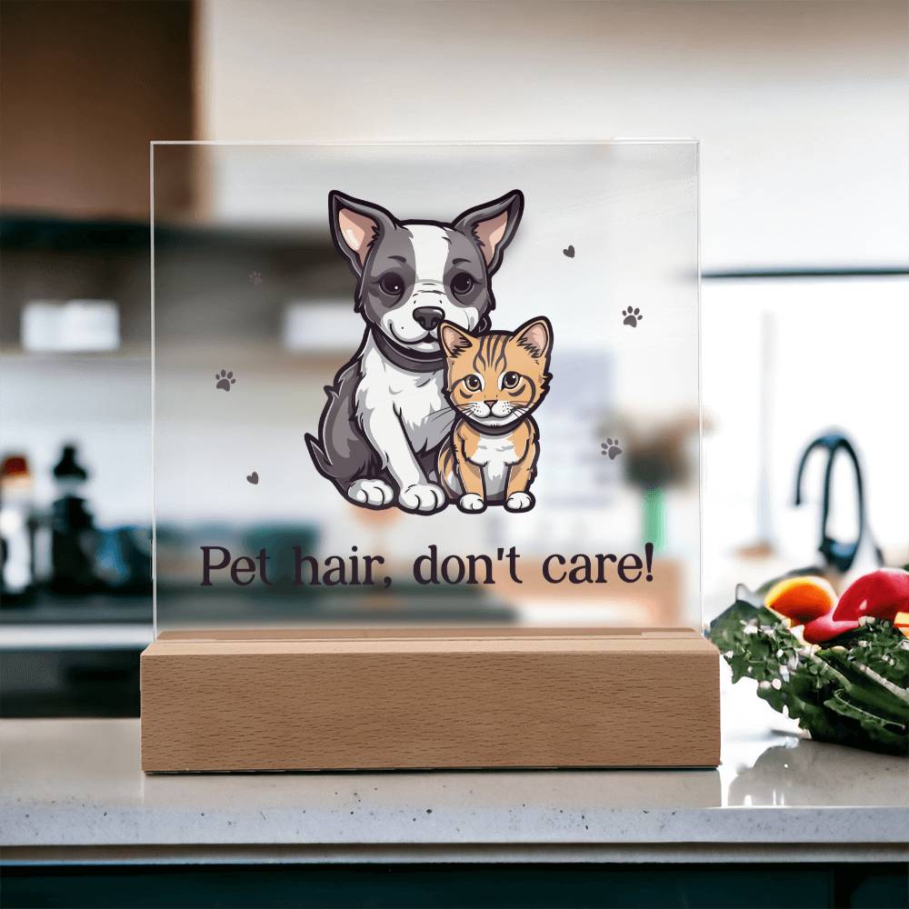 Pet Hair Don't Care Acrylic Square Plaque